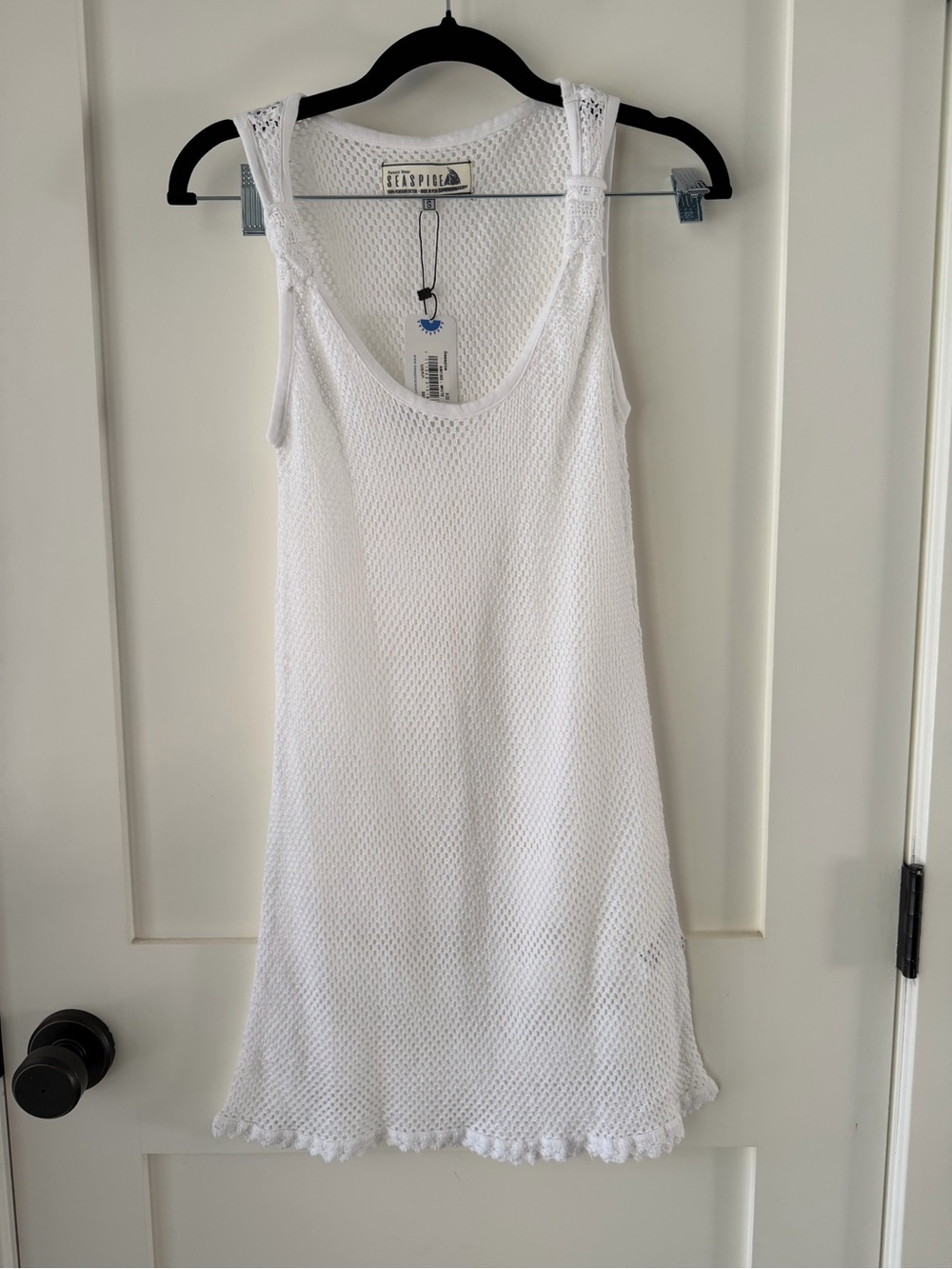 White knit Swim Cover-Up Tank Dress